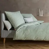 Fleuresse gewebte Edelflanell Bettwäsche Lech Boston 200x220 cm + 2x 80x80 cm | grün - grün