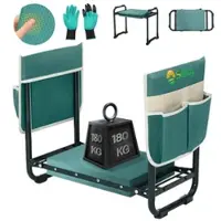 Sekey Kniebank Höhenverstellbar Kniebank Garten bis 180kg Gartenhocker Gartenarbeit Kniekissen 36x20,5cm mit Werkzeugtaschen Handschuhe mit Krallen