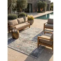 KADIMA DESIGN Outdoor-Teppich Niederflor Medaillon Polypropylen Mehrfarbig 160x230 cm Terrasse Outdoor Vintage LIMMAT |