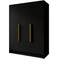 Masseno Drehtürenschrank BERON 150/200/51 cm Modern Kleiderschrank 3-türig Schwarz
