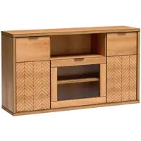 Beautysofa VITRINE Fun mit 3 Türen, ohne Beinen, Karamell-Eiche