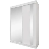 Beautysofa GAJA Schwebetürenschrank 160 cm Kleiderschrank mit Spiegel -2-türig, Schlafzimmer Schrank, Weiß/Weiß mit zwei Schubkasteneinsätze