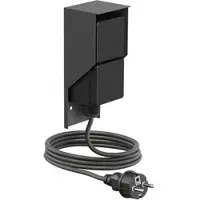 Ledscom.de Aufputz Steckdose PIWI für außen und 2m Kabel IP44, 2-fach, anthrazit, senkrecht