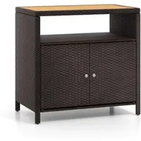 Helloshop26 - Gartenschrank 90 x 53 x 86 cm mit offenem Fach und stabiler Konstruktion aus PE-Rattan und Akazienholz 20_0021019