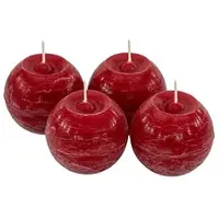 Buttinette Rustikale Kugel-Kerzen, rot, 4 Stück