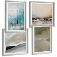 Tulup BILDER SET 4er Set - 50x50 cm & 40x60 cm Silberner Rahmen - Gemalte abstrakte Dekorationen