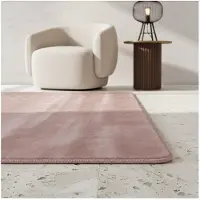 KADIMA DESIGN Kurzflorteppich Waschbar ISAR, einfarbig, aus Polyester, Rosa, 140 x 200 cm