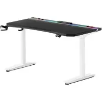 Diablo Chairs Elektrisch Gaming Tisch Schreibtisch PC Computertisch Ergonomisch Carbon Kopfhörerhaken Getränkehalter Schwarz-Weiß: 1400 x 700 mm