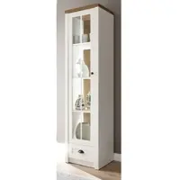 Furn.Design VITRINE weiß Pinie, Eiche hell Landhaus, Vitrinenschrank 50 x 198 cm