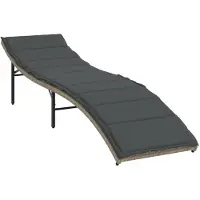 vidaXL Sonnenliegen 2 Stk. mit Auflagen Hellgrau Poly Rattan