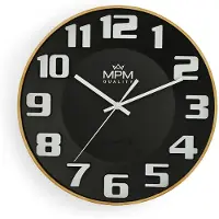 MPM -Quality Wanduhr Ageless rund Ø 334 mm Kunststoff schwarzes Zifferblatt