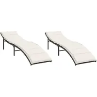 vidaXL Sonnenliegen 2 Stk. mit Auflagen Braun Poly Rattan