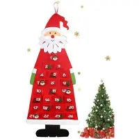 OEM Adventskalender - 24 Fächer - 115x45 cm - Adventskalender - Weihnachtsgeschenk - Vorfreude auf Weihnachten - Filz-Adventskalender aus Stoff - zum Aufhängen - 24 Stoffbeutel