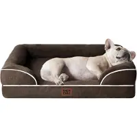 Sonstiges Orthopädisches Hundebett 76x51cm Memory Foam mit hohem Rand, waschbar, wasserdicht, rutschfest, Braun
