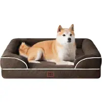 Sonstiges Orthopädisches Hundebett 91x68cm Memory Foam mit hohem Rand, waschbar, wasserdicht, rutschfest, Braun