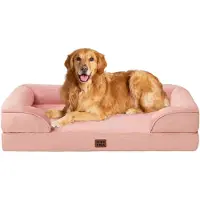 Sonstiges Orthopädisches Hundebett XL 112x81cm Memory Foam mit hohem Rand, waschbar, wasserdicht, rutschfest, Rosa