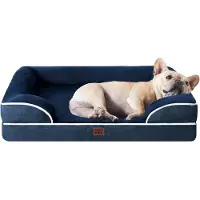 Sonstiges Orthopädisches Hundebett 76x51cm Memory Foam Hundekorb mit hohem Rand, waschbar, wasserdicht, rutschfest, Marineblau