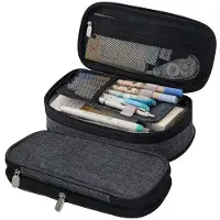 OEM Etui – Grau – Stiftekörbchen für Jungen und Mädchen – Canvas – Große Kapazität – Schultasche – Schule – Schulbeginn – Schulanfang – Schönes, ausfahrbares Stifthalter-Etui – Schönes Etui