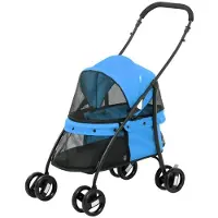 BellaFurn Hundekinderwagen - Zusammenklappbarer Hundekinderwagen | Farbe: Blau, Schwarz | Abmessungen: 47x82x97 cm