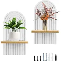 OEM Holzregal – Boho-Einrichtung – Ablage – Kinderzimmer – Dekoration – Büro – Wohnzimmer – Schlafzimmer – 2 Ablageflächen – Holzregal