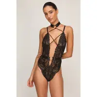Hunkemoller Private Body offenem Schritt Brandy Schwarz