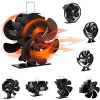 Peviasot Kamin Ventilator 6-Blatt mit Doppelmotor, beidseitigem Luftstrom, Thermometer, leise und stromlos, Schwarz