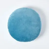 Unyqoos Rundes Sitzkissen 40 cm, Premium Baumwollsamt (100% Baumwolle) himmelblau, Polyesterfüllung – Bodenkissen, Sofakissen & Autositzkissen