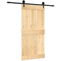 Syfax Schiebetür Natürlich und Schwarz 100 x 210 cm Massivkiefer