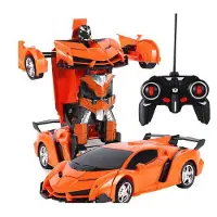 Lean Toys Auto-Roboter-Transformator + Fernbedienung, verformtes Auto, 2in1, multifunktional, Orange