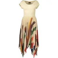 Desigual Kleid für den Alltag Brushes Lacroix 26SWVK39 Beige Regular Fit