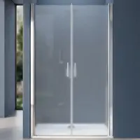 Doporro Duschtür Nischentür dusche Duschabtrennung Duschkabine 80cm Nischendrehtür 195cm ESG-Sicherheitsglas satiniert Drehtür mit Hebe- und Senkmechanismus T24VS