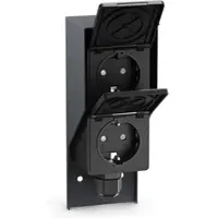 Ledscom.de Außen-/Feuchtraumsteckdose PIWI, Aufputz, IP44, 2-fach Schuko, 16A/230V, Edelstahl, Kunststoff, anthrazit, senkrecht