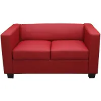 Mendler 2er Sofa Couch Loungesofa Lille Kunstleder, rot