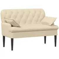 vidaXL Zweisitzer mit Knopfheftung Creme 111 x 68 x 80 cm Stoff