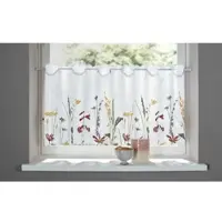 Otto Home Scheibengardine "Bille" Gr. 2, bunt, B:120cm H:30cm, Voile, Polyester, Gardinen, Scheibengardine, transparent, mit einseitiger Stickerei, waschbar, Blumen