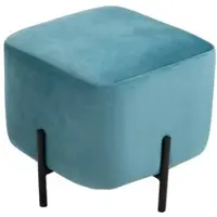 STILVORA Runder Fußhocker Polyester in Türkis mit Stahlbeinen 44,5x44,5x41,5 cm