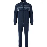 Hajo Herren Freizeitanzug - Premium Komfort, Loungewear Zweiteiler mit Reißverschluss, Baumwollmix Dunkelblau / 3XL