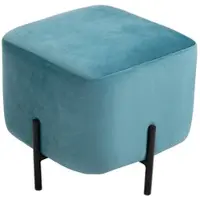 MODFU Fußhocker Polyester in Türkis mit Stahlbeinen, Samtoptik, 44,5x44,5x41,5 cm