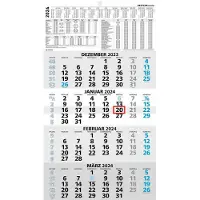 Sonstige Verlage 4-Monatskalender blau 2024 - 33x58,8 - mit Kopftafel - Datumsschieber - 959-0015-1
