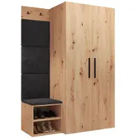 Mirjan 24 Garderoben-Set Medi IV, Schuhschrank, Kleiderhakenbrett, 4x Paneel 42x42, 2 Kleiderhaken (Farbe: Artisan Eiche, Polo 897)