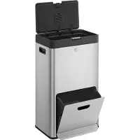 Songmics Mülleimer Küche, 60L Mülltrennsystem 3 Fächer Küchenmülleimer