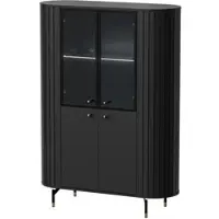 Beautysofa VITRINE Zalia mit Glastüren und Stauraum, mit LED-Beleuchtung, im Retro-Stil, 112 cm, Schwarz