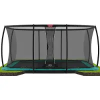 BERG Ultim Champion Trampolin FlatGround, Sicherheitsnetz Deluxe XL 410 cm Grün