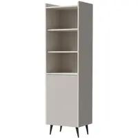 Beautysofa BÜCHERREGAL Amfali mit 1 Tür und offener Regale, geriffelte Fronten, Push-to-open, 52 cm, Kaschmir