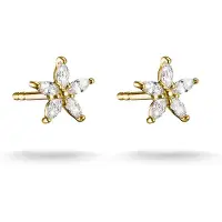 Thomas Sabo Paar Ohrstecker "Blumen-Design gelbgoldfarben", gold (gelbgoldfarben, weiß, weiß), Ohrringe, Damen, Metall, Paar Ohrstecker, mit Zirkonia (synth.)