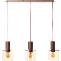 Brilliant Pendelleuchte "Petje", braun (kaffee, bernstein), 3, 1 Stk., Leuchten, 90 x 20 x 120 cm, E27, Metall Glas, Kaffee Bernstein, Pendelleuchte