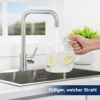CECIPA MAX Niederdruck Küchenarmatur Edelstahl, 360° Drehbar Wasserhahn Küche für Kleinspeicher, 7-Form, , Spültischarmatur Gebürstet,mit DVGW Schlauch