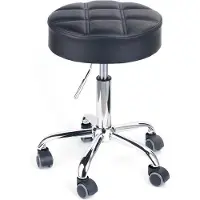 Famanu Verstellbarer Drehstuhl, Rollstuhl, funktioneller Arbeitshocker, Studiostuhl im modernen Design, schwarz (Sitzfläche Ø 35 cm)