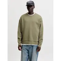 Jack & Jones Herren Sweatshirt JJEBARRON SWEAT CREW NECK - Relaxed Fit - 12300864 Vetiver - M