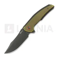 Reate Jack Jr. Taschenmesser, Black Aluminum/Ultem & Red Collar, Black DLC
